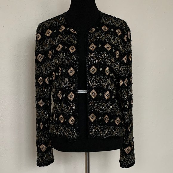 Vintage 80s beaded jacket M/L - Picture 1 of 4
